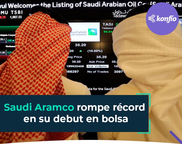 Saudi Aramco rompe récord en su debut en bolsa