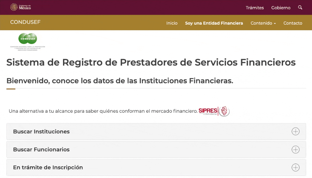 Buscar empresas financieras en SIPRES