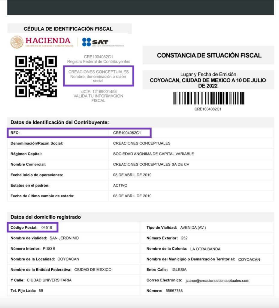 Constancia de Situación Fiscal